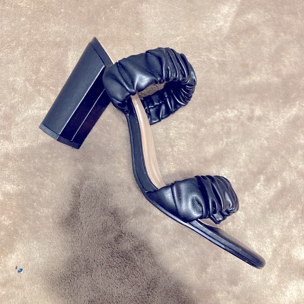 Slide on block sandal w/ heel
